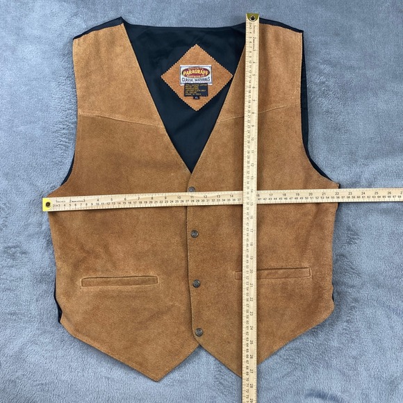 PARAGRAFF Vest Men XL Genuine Leather Suede Tan Western Cowboy Exclusive Vintage - Picture 4 of 10